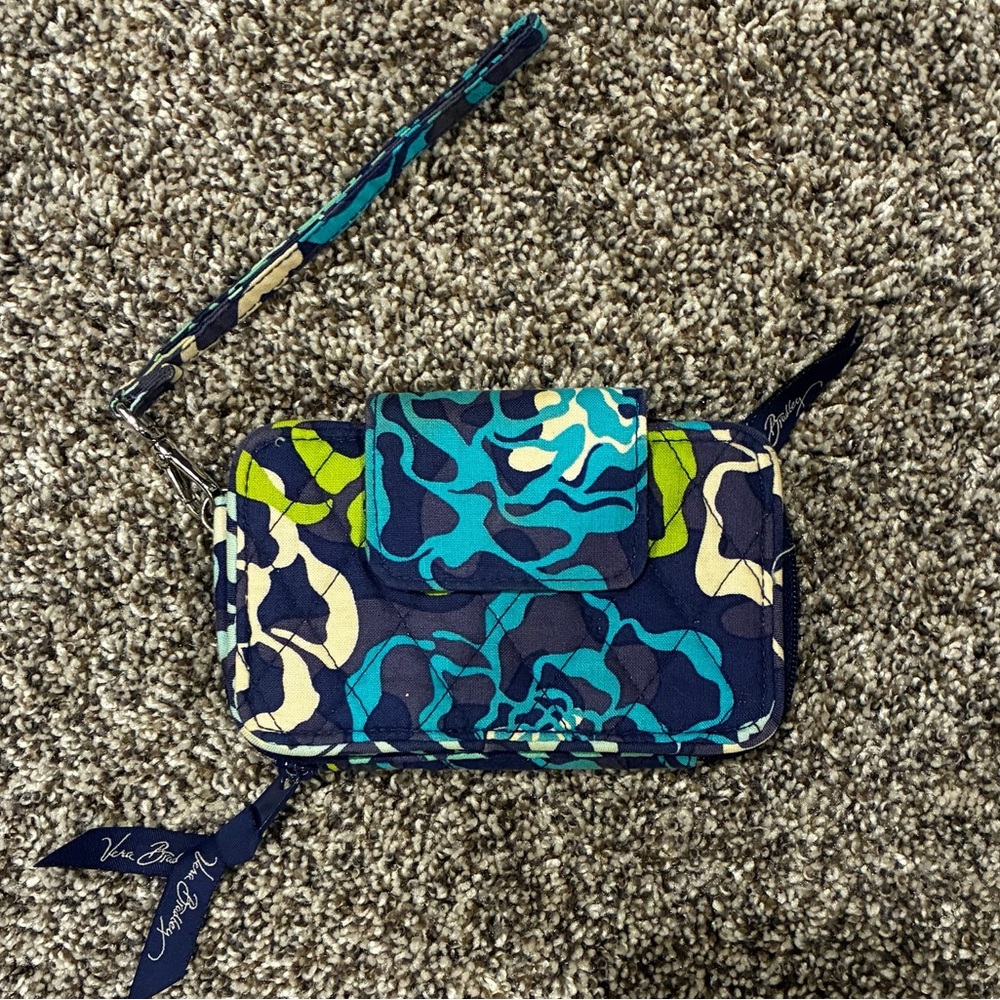 Vera Bradley Blue and Green Floral Wristlet
